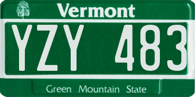 VT license plate YZY483
