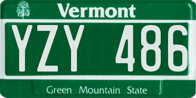 VT license plate YZY486