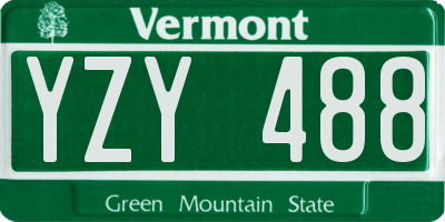 VT license plate YZY488