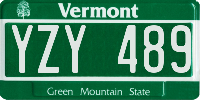 VT license plate YZY489