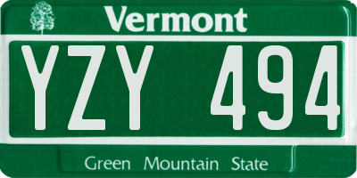 VT license plate YZY494