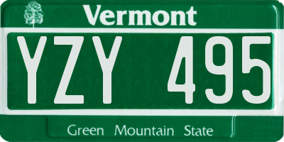 VT license plate YZY495