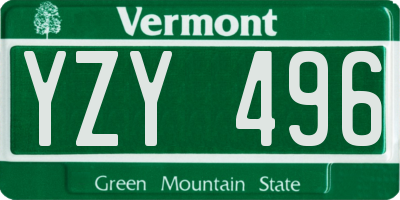 VT license plate YZY496