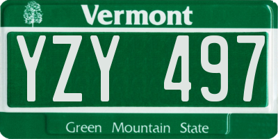 VT license plate YZY497