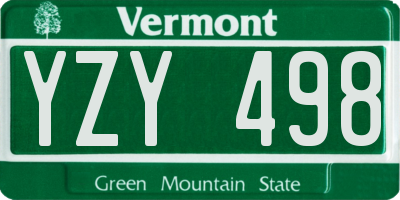 VT license plate YZY498