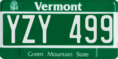 VT license plate YZY499
