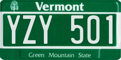 VT license plate YZY501