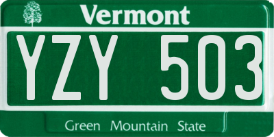 VT license plate YZY503