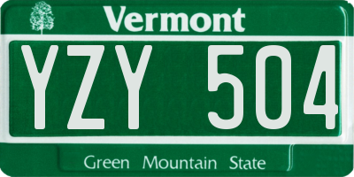 VT license plate YZY504