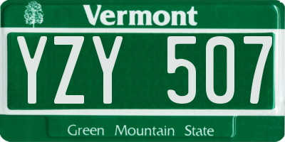 VT license plate YZY507