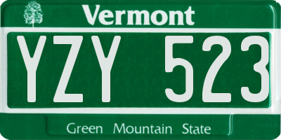 VT license plate YZY523