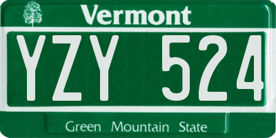 VT license plate YZY524