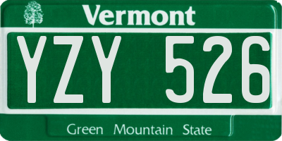 VT license plate YZY526