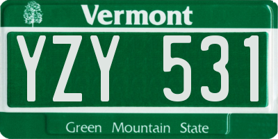 VT license plate YZY531