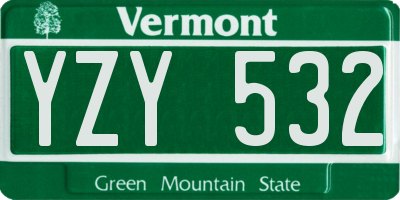 VT license plate YZY532