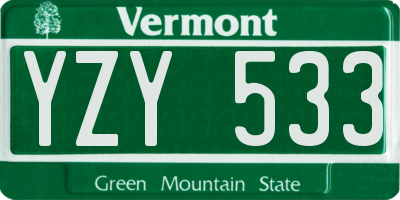 VT license plate YZY533