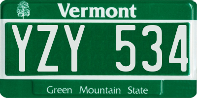 VT license plate YZY534