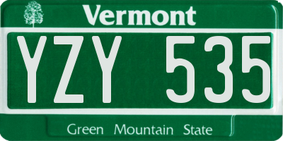 VT license plate YZY535