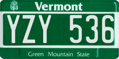 VT license plate YZY536