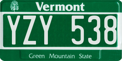 VT license plate YZY538