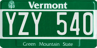 VT license plate YZY540