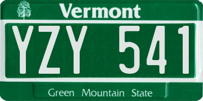 VT license plate YZY541