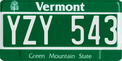VT license plate YZY543