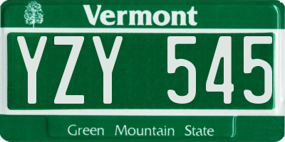 VT license plate YZY545