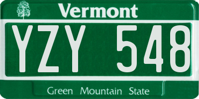 VT license plate YZY548