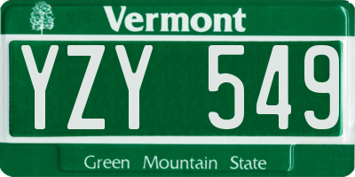 VT license plate YZY549