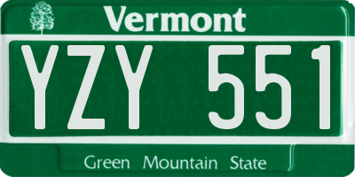 VT license plate YZY551