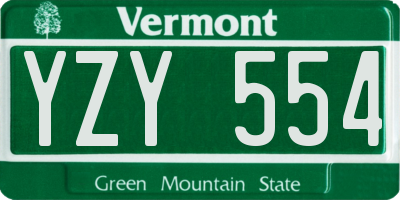 VT license plate YZY554