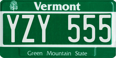 VT license plate YZY555