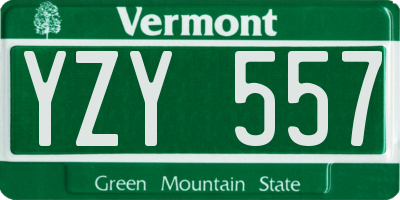 VT license plate YZY557