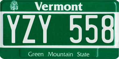 VT license plate YZY558