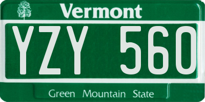 VT license plate YZY560