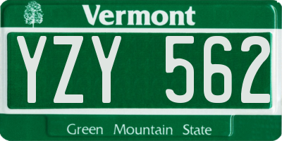 VT license plate YZY562