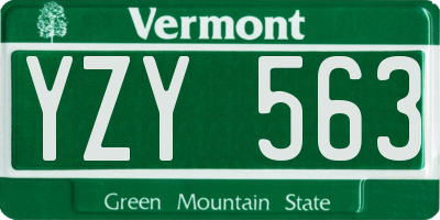 VT license plate YZY563