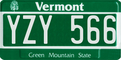VT license plate YZY566