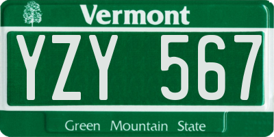 VT license plate YZY567
