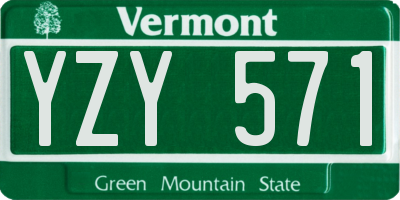 VT license plate YZY571