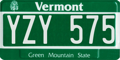 VT license plate YZY575