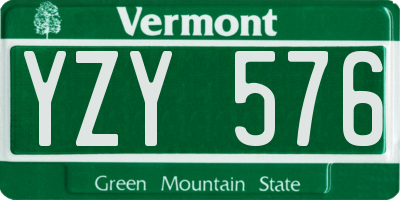 VT license plate YZY576