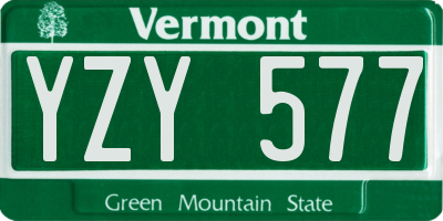 VT license plate YZY577