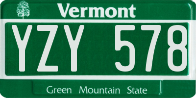 VT license plate YZY578