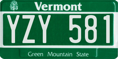 VT license plate YZY581