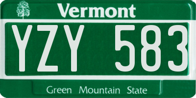 VT license plate YZY583