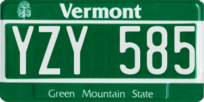 VT license plate YZY585