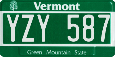 VT license plate YZY587