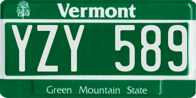 VT license plate YZY589